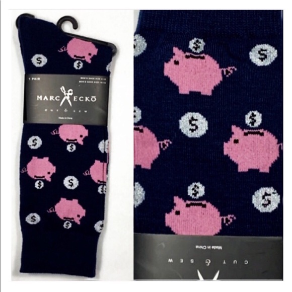 Novelty fun socks - Piggy bank - black & pink - Picture 2 of 5